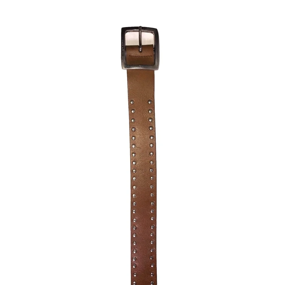 Vtg Y2K Calvin Klein Jeans Studded Brown Leather‎ Belt 33-37